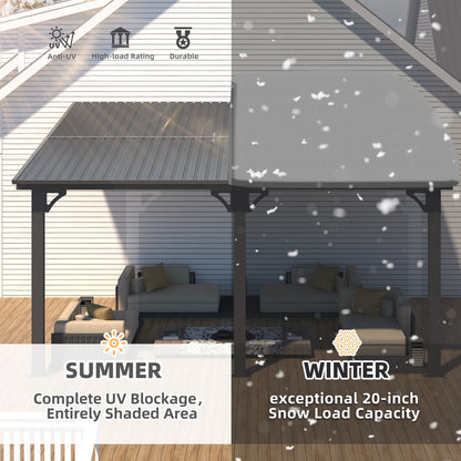 YODOLLA 10x16 Outdoor Hardtop Gazebo Adjustable Height (6.5-9.8Ft) Pergola
