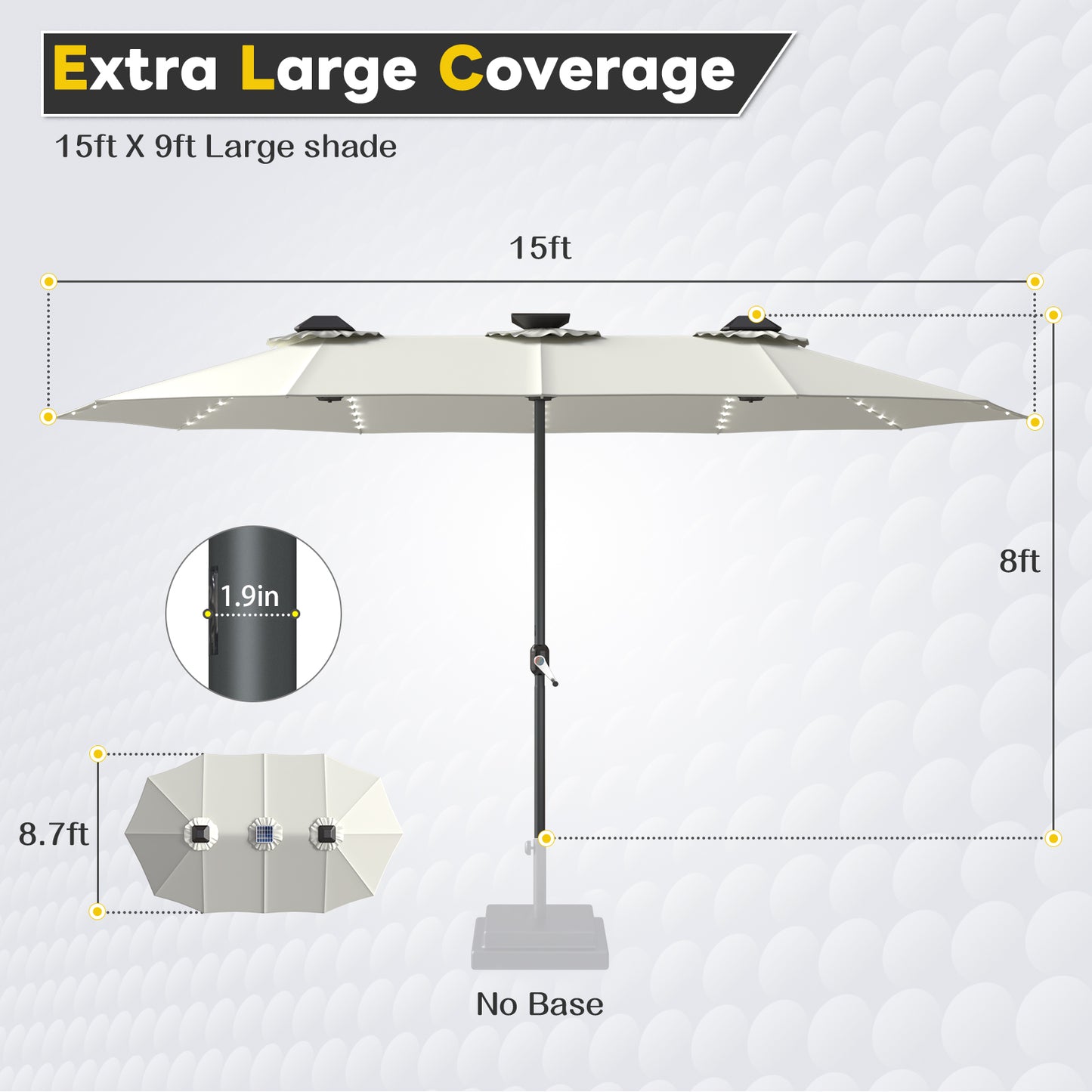 YODOLLA solar powered patio umbrella energy efficient