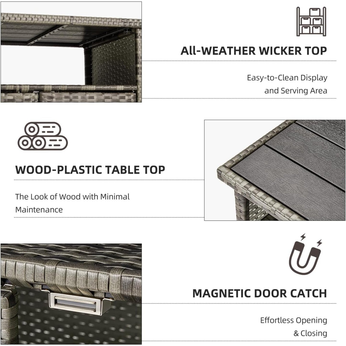 YODOLLA Grill Cart Outdoor with Storage, Gray