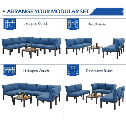 YODOLLA Outdoor Patio Furniture Set, 7 Piece Metal Patio Sectional Conversation Sofa