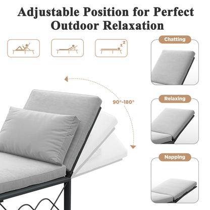 YODOLLA Outdoor Metal Chaise Lounge Chair Adjustable 5-Position Recliner