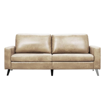 YODOLLA 79 Inch Sofa Couch for Living Room, Faux Leather, Beige