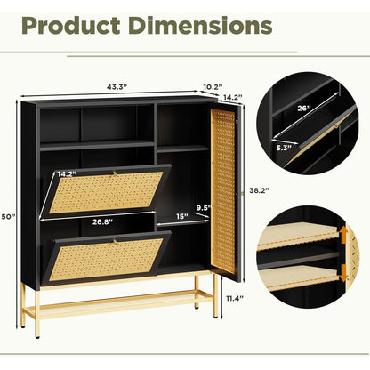 YODOLLA Shoe Storage Cabinet with 2 Flip Drawers Hidden Shoe Organizer