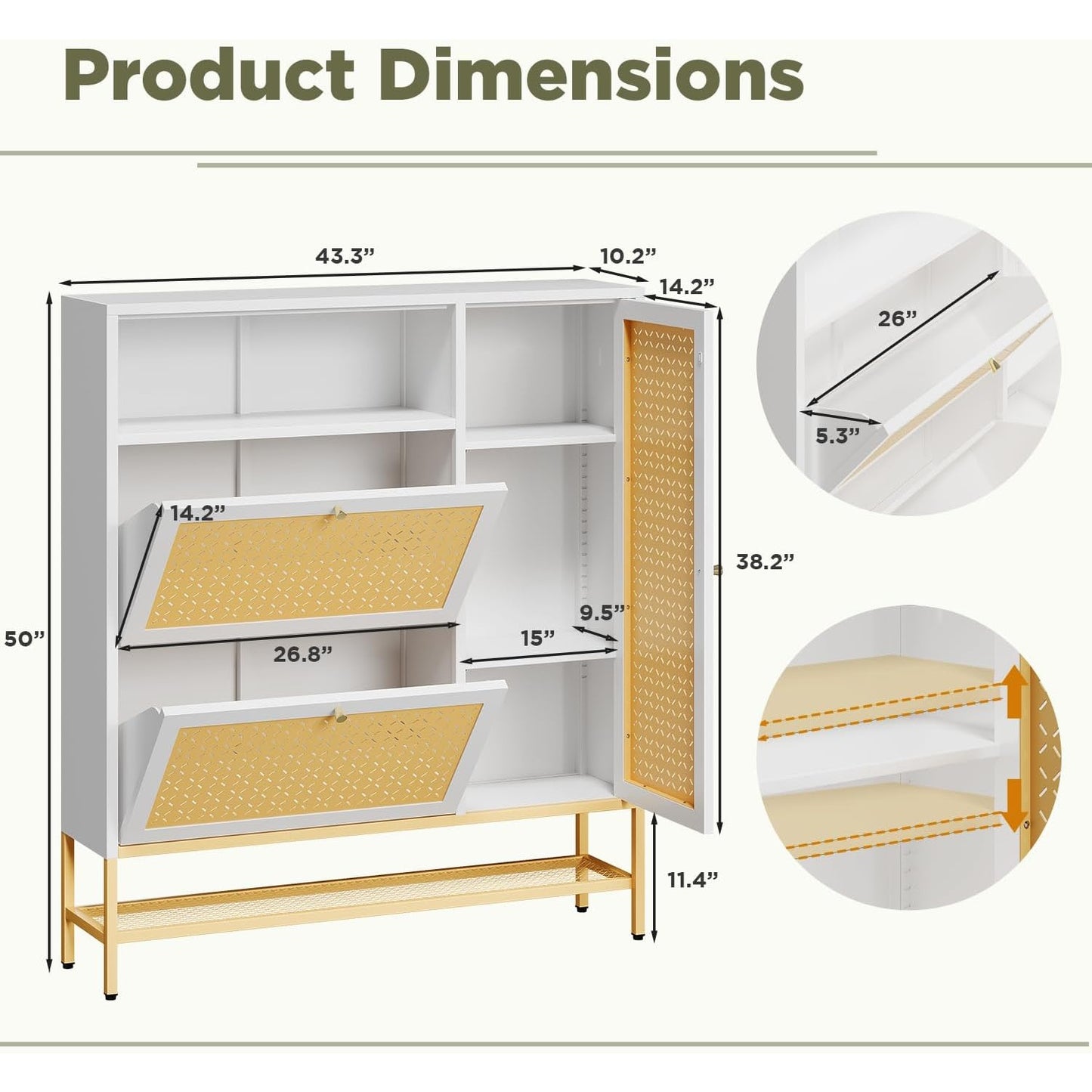 YODOLLA Shoe Storage Cabinet with 2 Flip Drawers Hidden Shoe Organizer