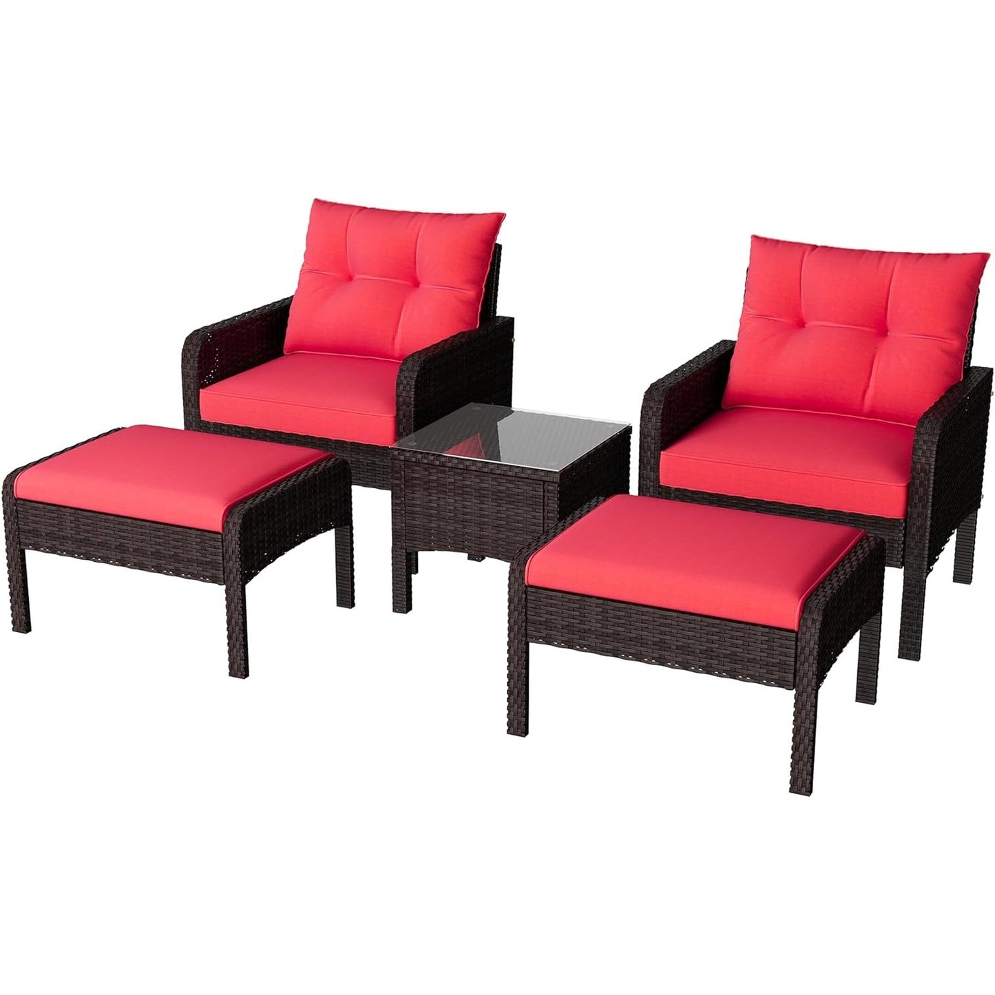 YODOLLA Outdoor 5 Pieces Patio Furniture Set, Red