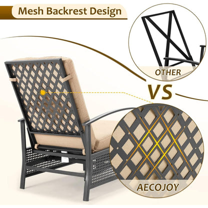 YODOLLA Outdoor Recliner Chairs Set of 2 with Side Table