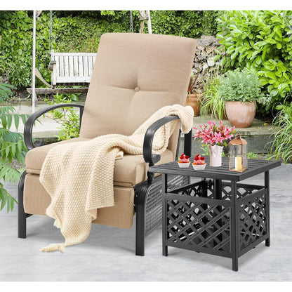 YODOLLA Outdoor Recliner Chair with Beige Olefin Cushions Set of 2