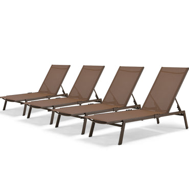YODOLLA 4 PCS Curved Design Pool Lounge Chairs, Brown