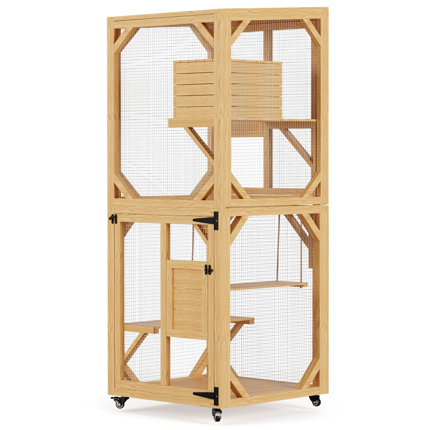 YODOLLA Outdoor Catio Enclosure with Hammock, Safe Play Space for Cats, Natural