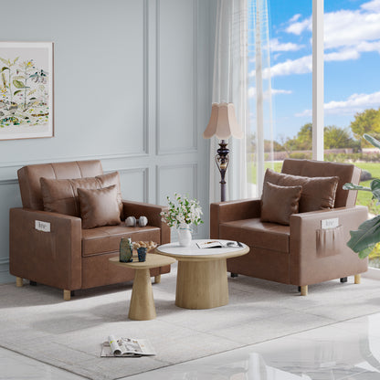 YODOLLA 36" Convertible Chair Bed, Saddle Brown