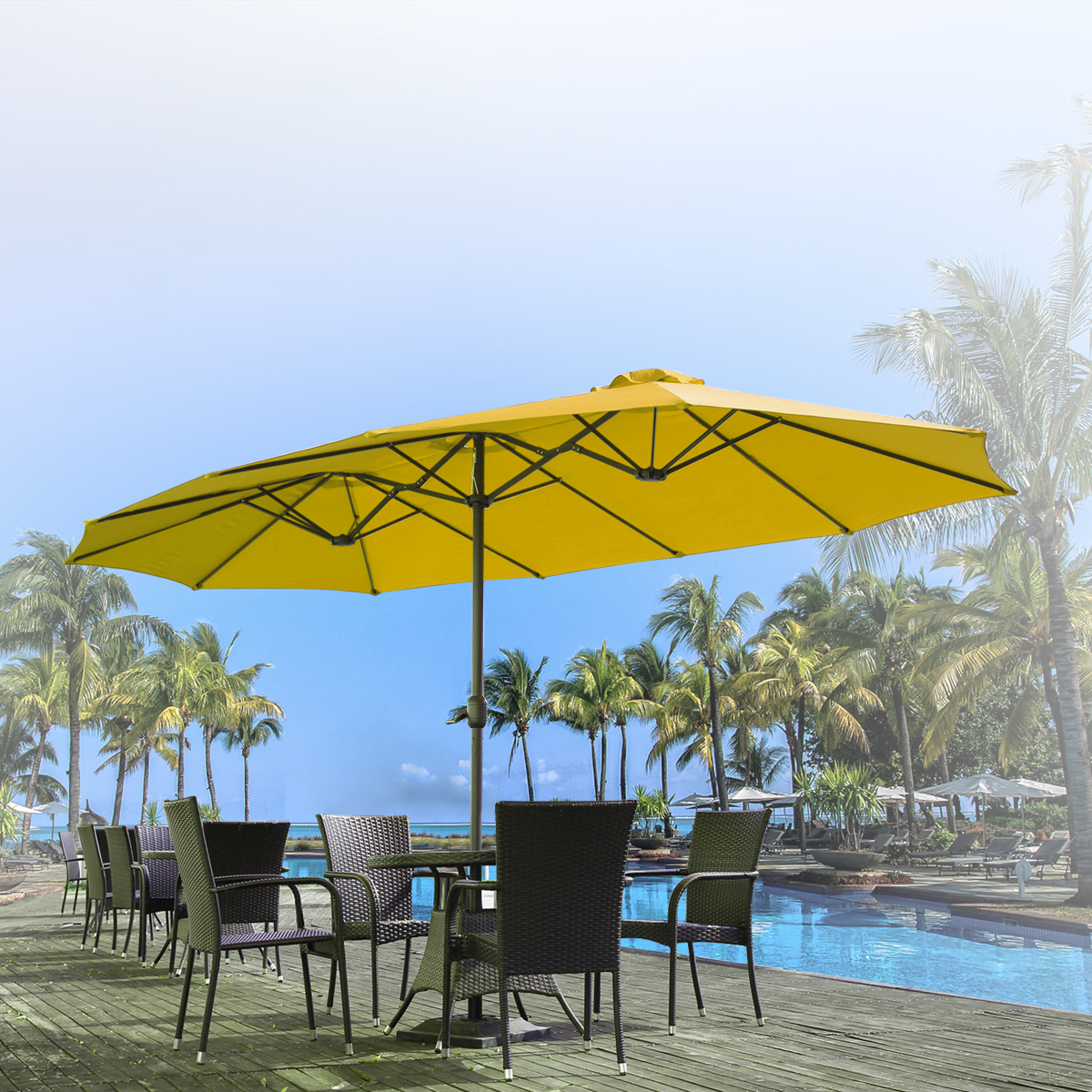 YODOLLA wind-resistant double-sided patio umbrella