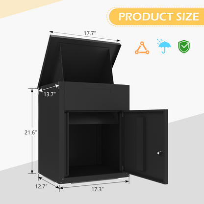 YODOLLA Package Delivery Box for Outside, Black (13.7" x 17.7" x 21.6")