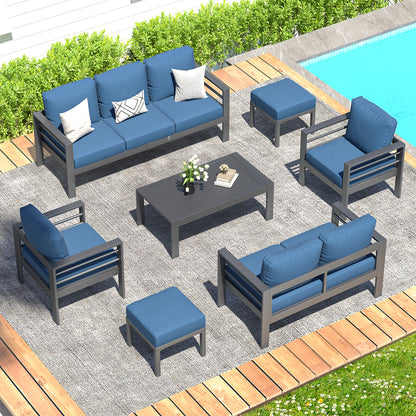 YODOLLA 7 Pieces Aluminum Patio Furniture Set, Blue