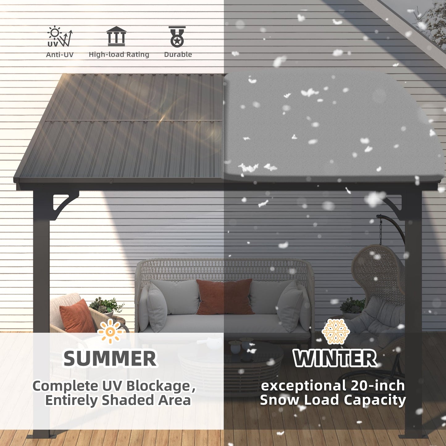 YODOLLA 10x10 Outdoor Hardtop Gazebo Adjustable Height (6.5-9.8Ft) Pergola