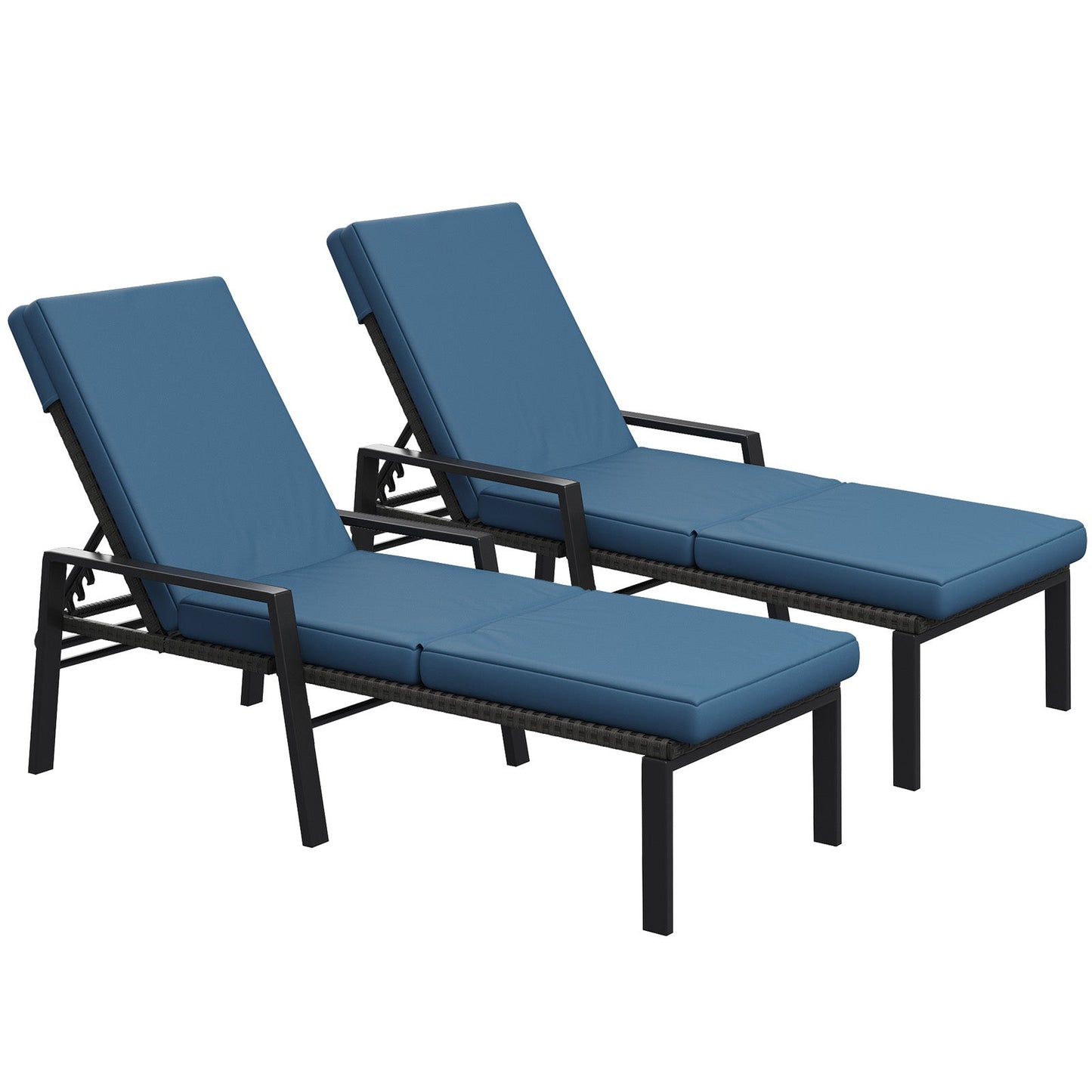 YODOLLA Chaise Lounge Chairs for Outside Set of 2 with Removable Cushion