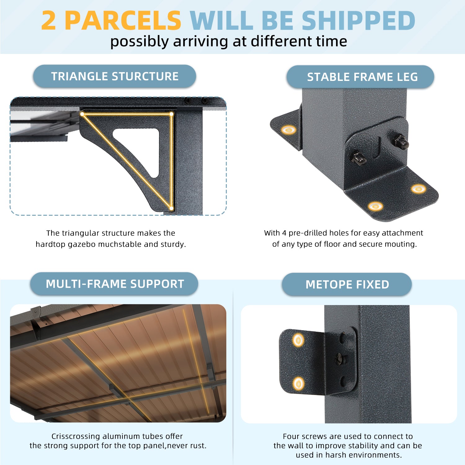 YODOLLA 8x14 Hardtop Patio Gazebo