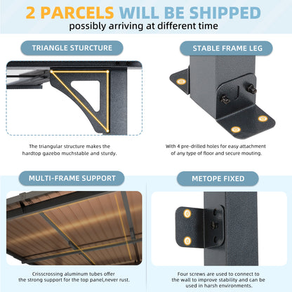 YODOLLA 12x8 Aluminum Pergola