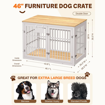 YODOLLA 46'' Dog Crate Furniture for XX-Large Dogs, White