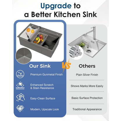 YODOLLA 33x22 Inch Drop-in/Topmount Kitchen Sink