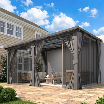 YODOLLA 12' x 14' Outdoor Hardtop Metal Gazebo for Patio Galvanized Steel Pergolas