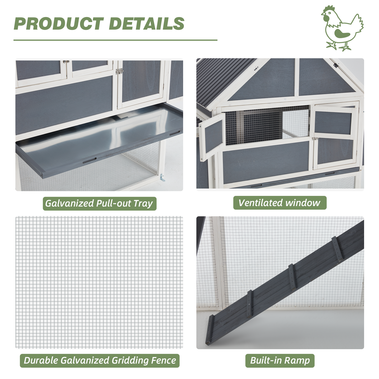 YODOLLA chicken coop with wire fence.