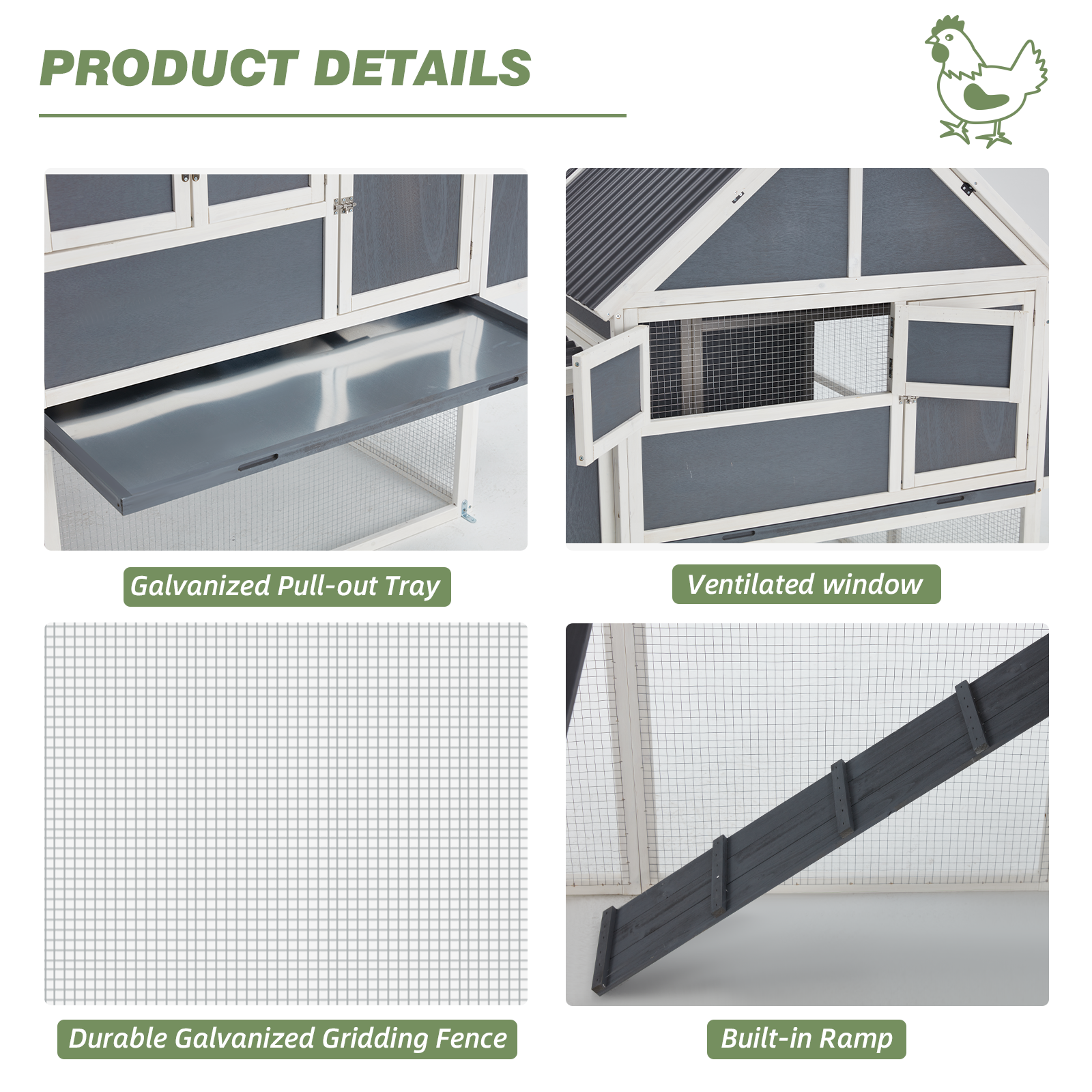 YODOLLA chicken coop with wire fence.