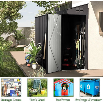 YODOLLA 4' x 7' Outdoor Lean to Storage Shed, Dark Grey