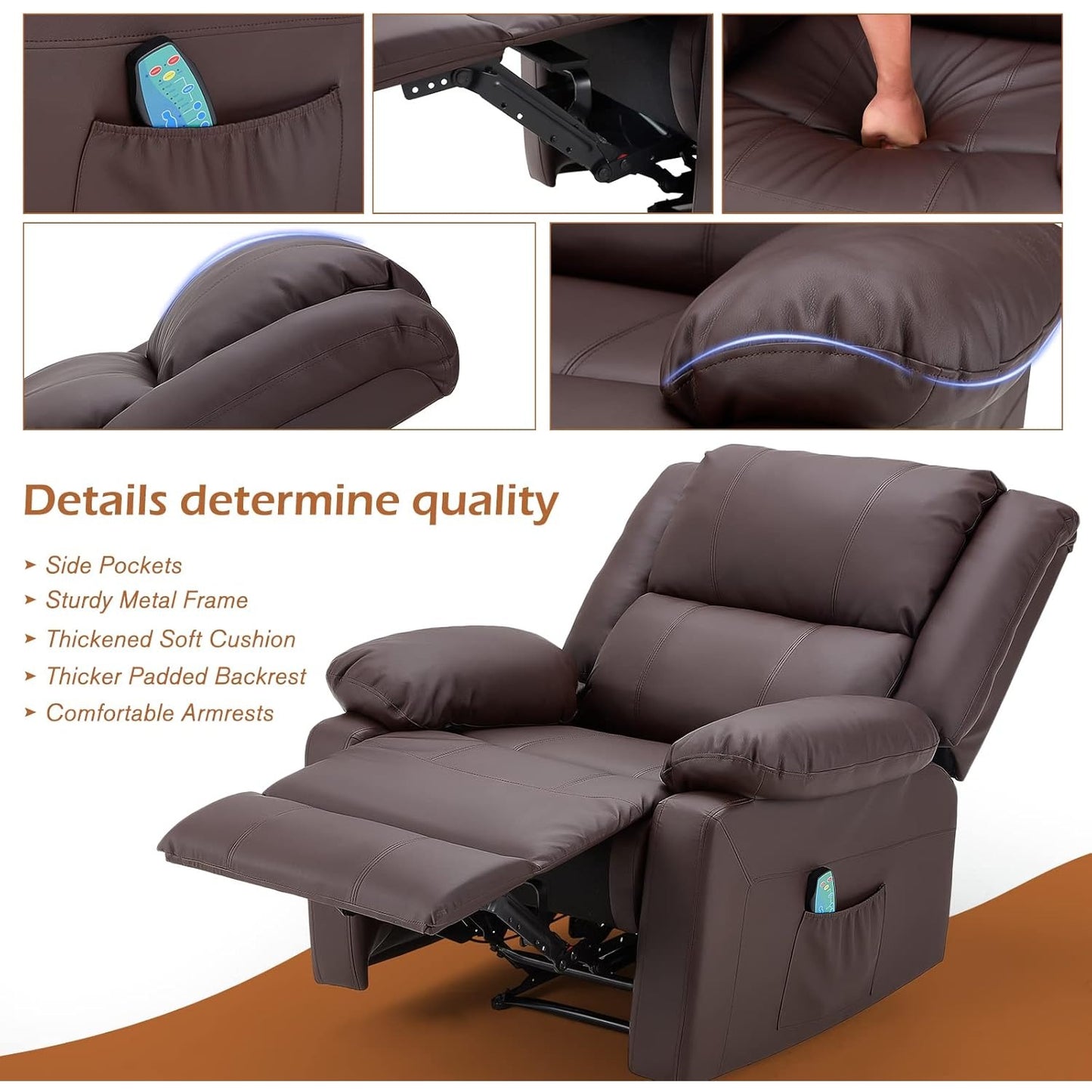 YODOLLA Massage Recliner Chair, Brown