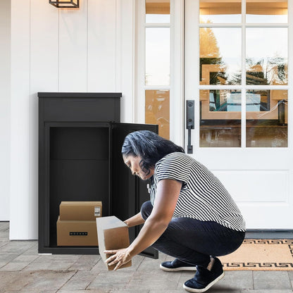 YODOLLA Package Delivery Box for Outside, Black (17" x 16" x 38.3")