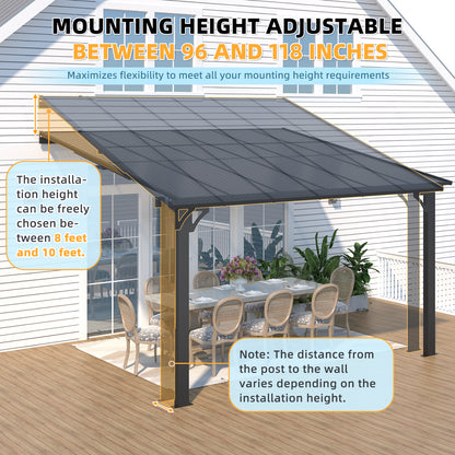 YODOLLA 12' × 10’ Adjustable Height Outdoor Gazebo Pergola for Patio