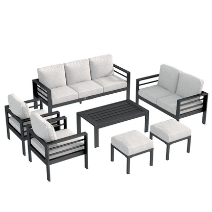 YODOLLA 7 Pieces Aluminum Patio Furniture Set, Gray