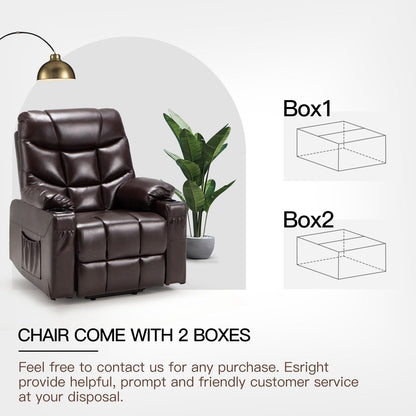 YODOLLA Massage Power Lift Recliner for Elderly, Faux Leather, Dark Brown