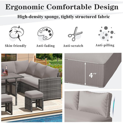 YODOLLA Memory Foam Cushions and Covers, Light Gray