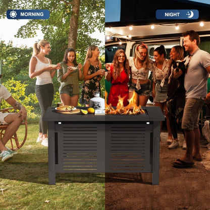 YODOLLA Fire Pit Table, Firepit Outdoor Table, 43 Inch, Black