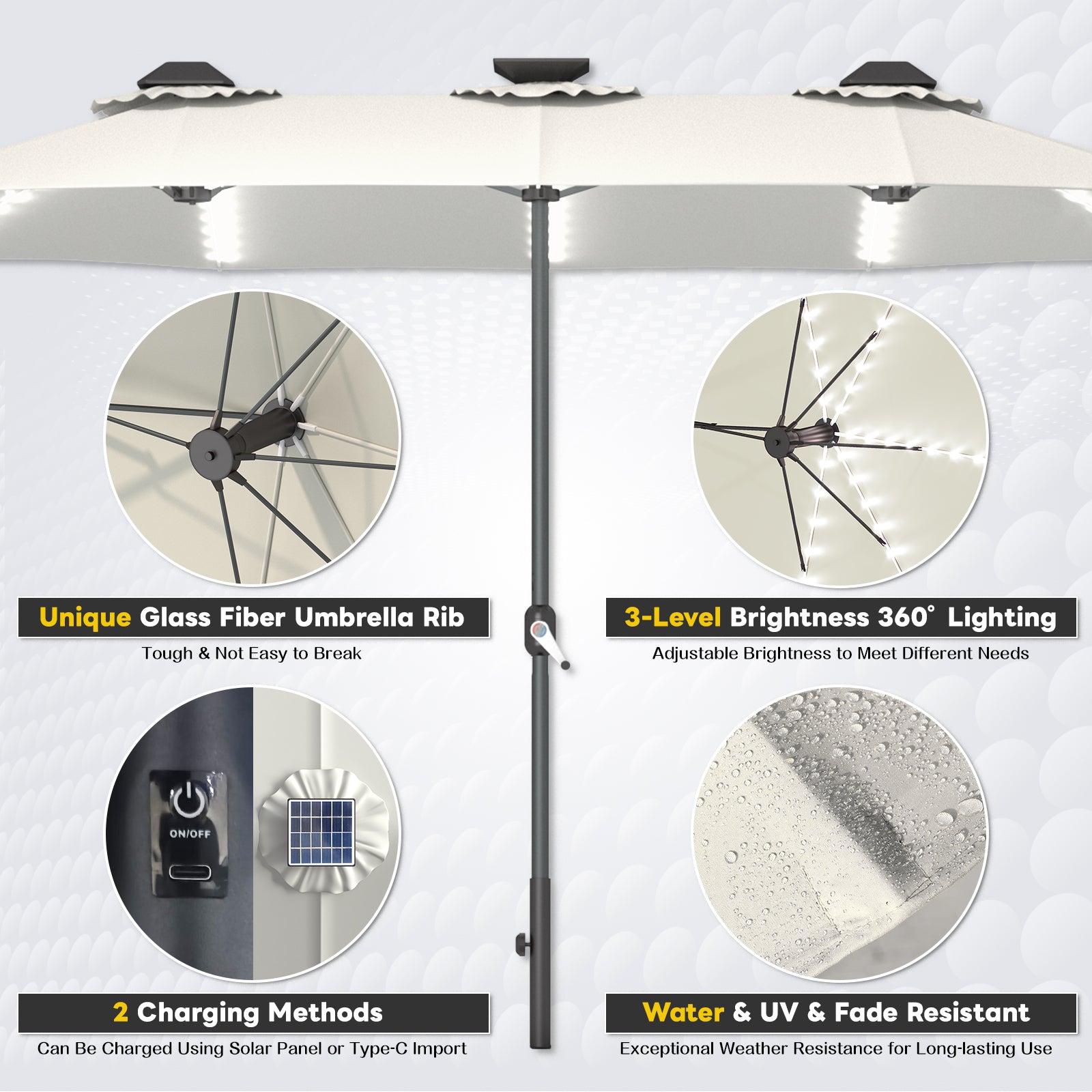 YODOLLA rectangular patio umbrella UV resistant