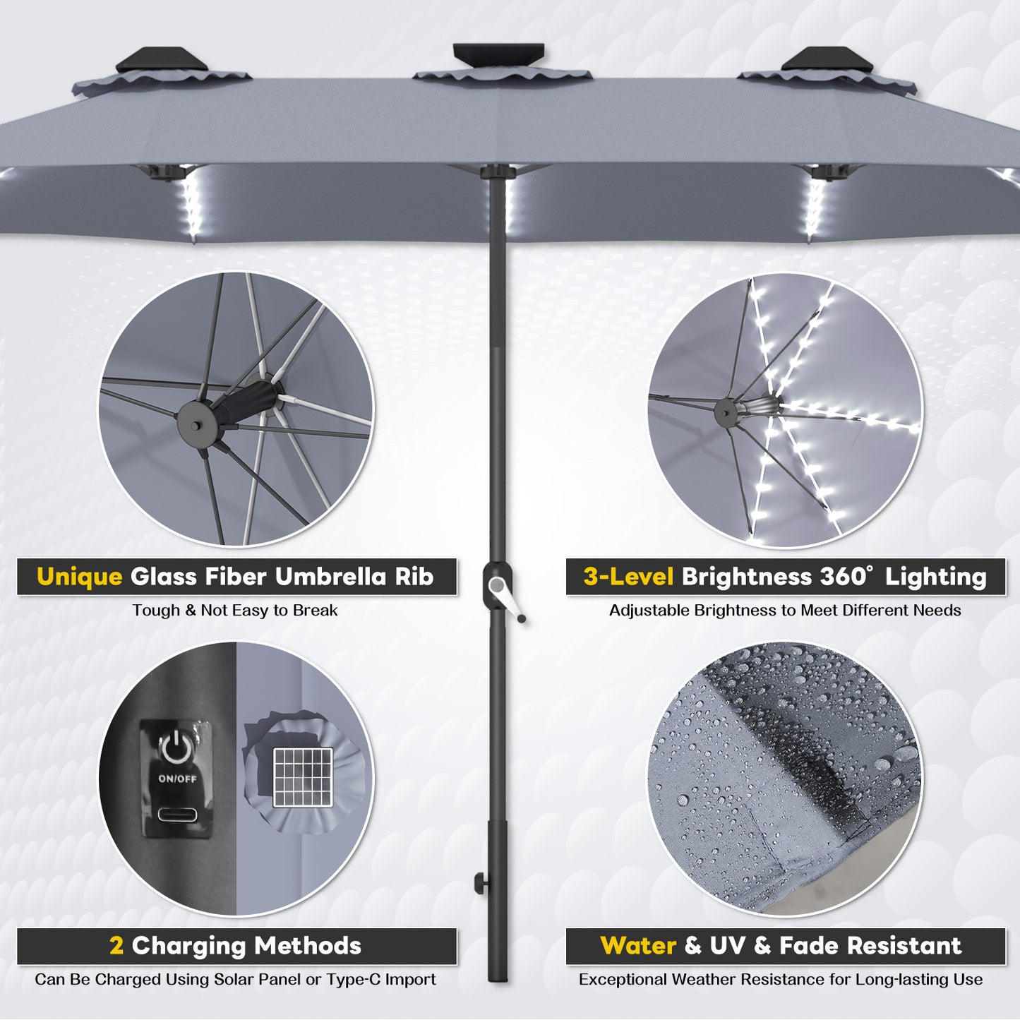 YODOLLA heavy duty patio umbrella wind resistant