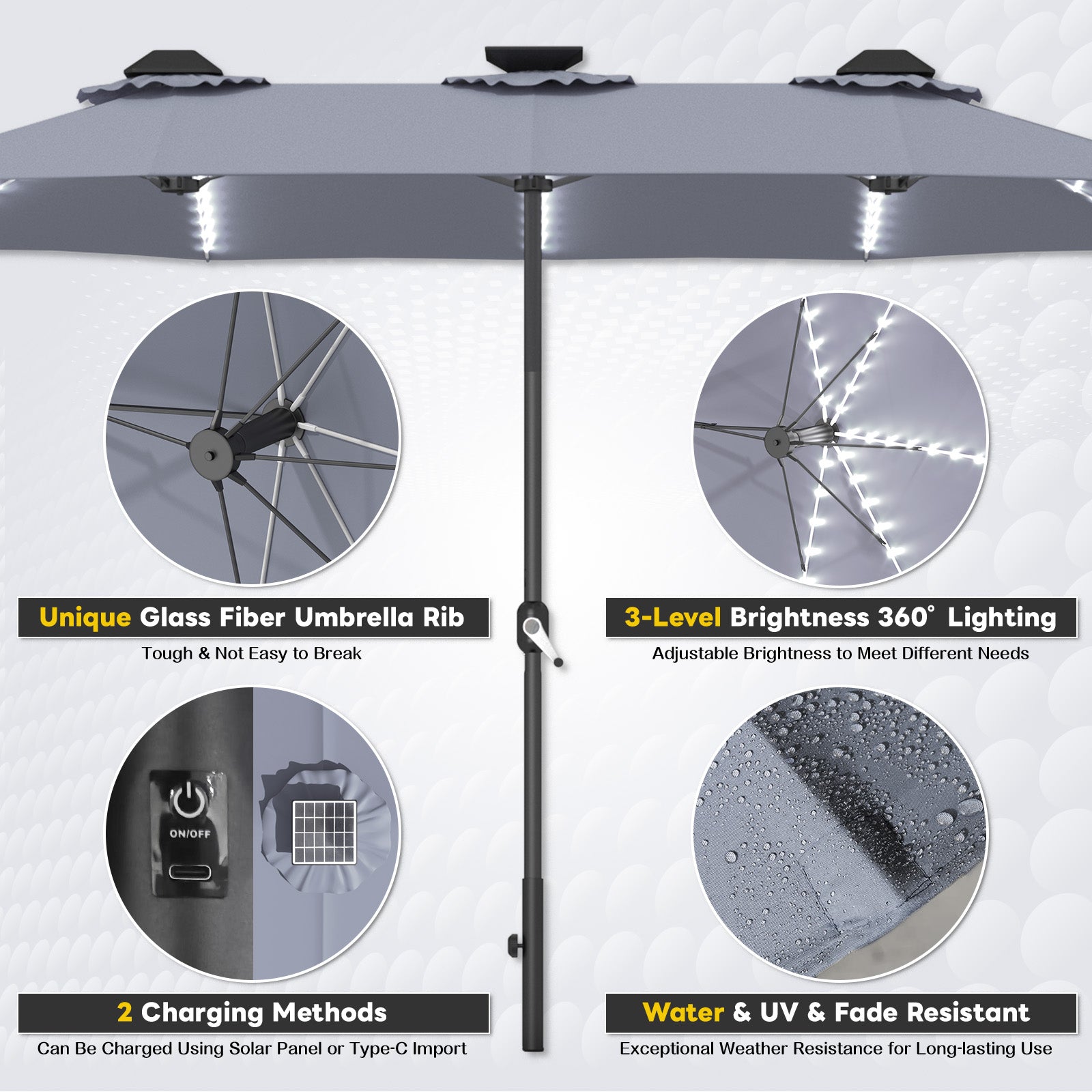 YODOLLA heavy duty patio umbrella wind resistant