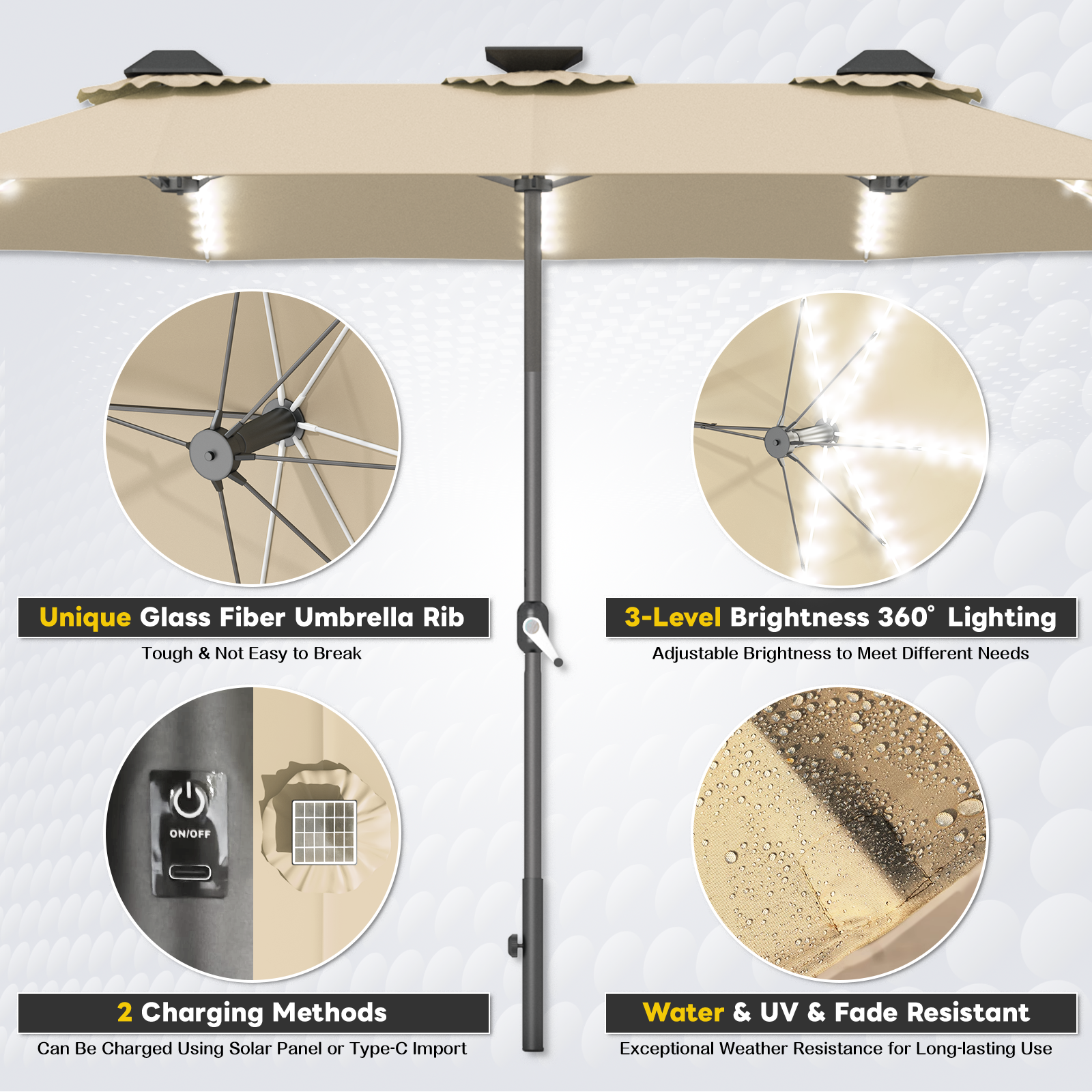 YODOLLA heavy duty patio umbrella wind resistant