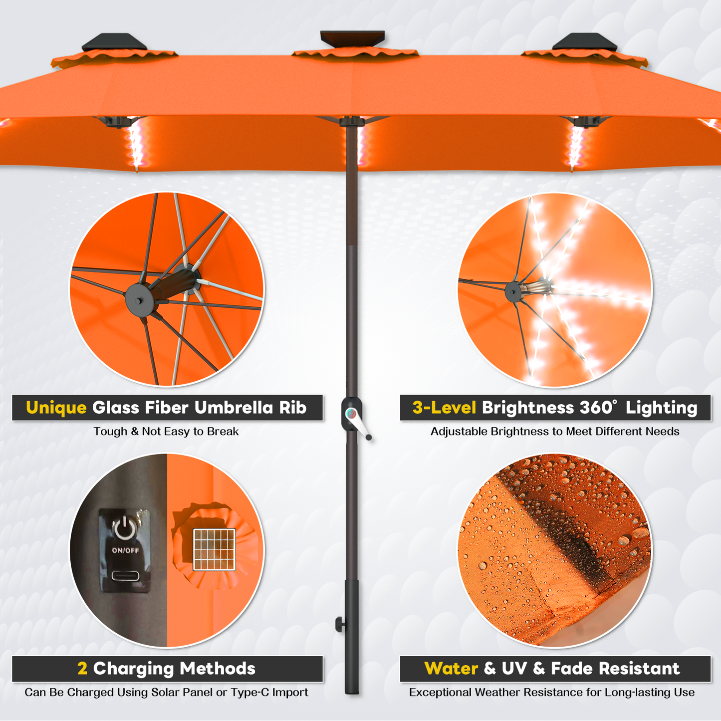 YODOLLA outdoor umbrella with LED lights