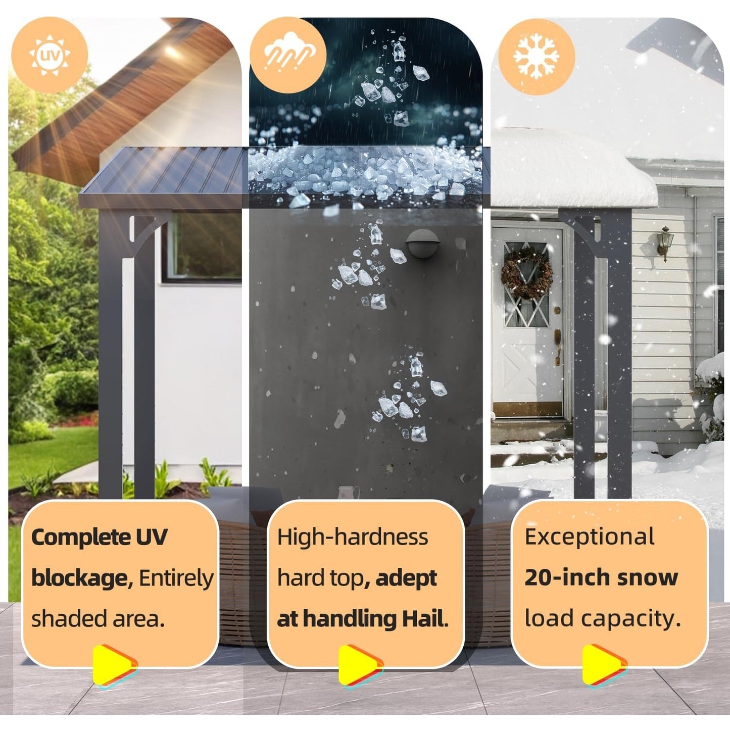 YODOLLA Hardtop Gazebo, Wall-Mounted Lean to Metal Awnings Pergola