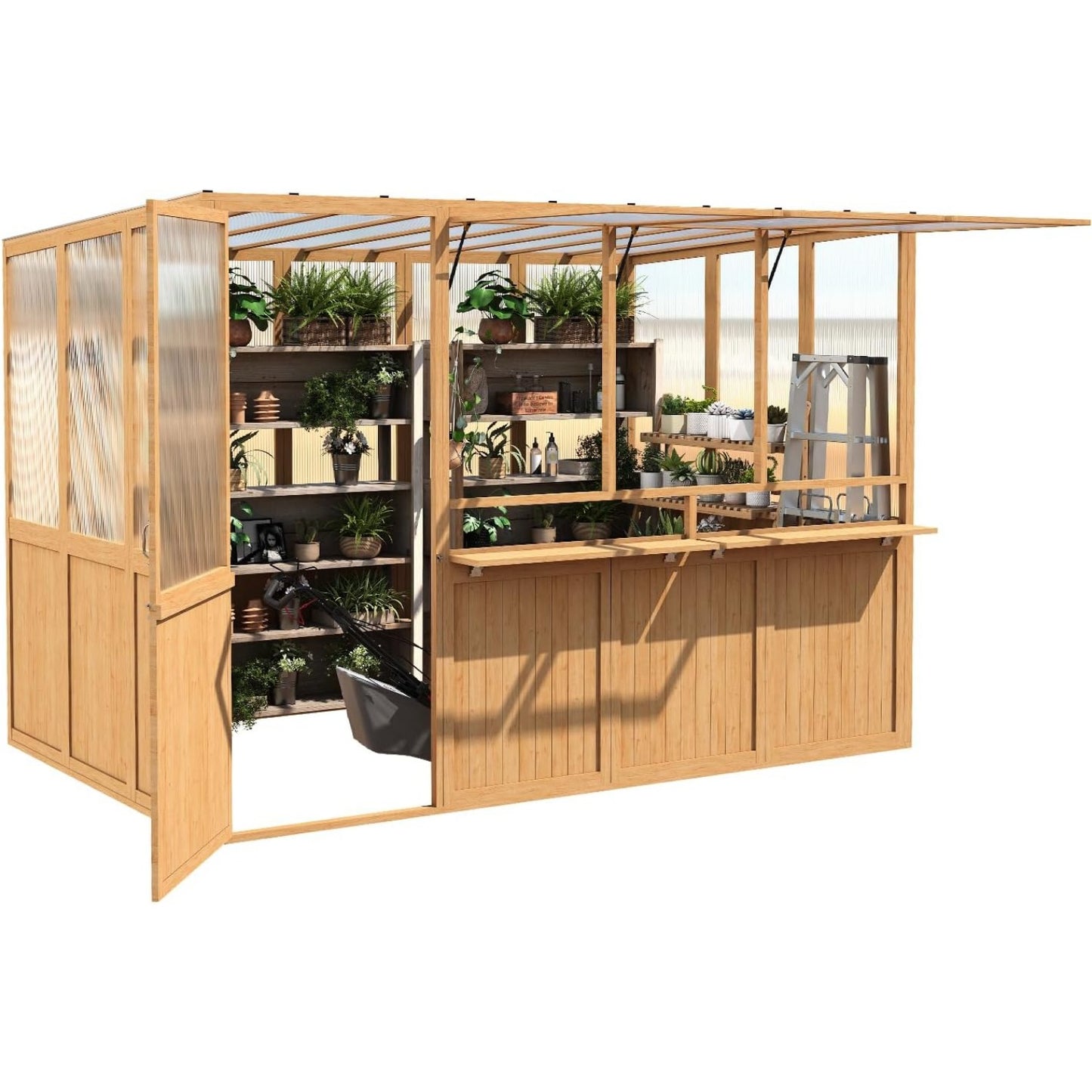 YODOLLA 6x10 FT Wood Greenhouse for Outdoors