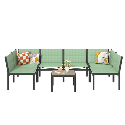 YODOLLA 7-Pc Sectional Patio Set Textilene Fabric, Green