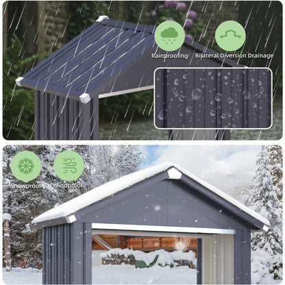 YODOLLA 2x5FT Outdoor Storage Shed, Grey