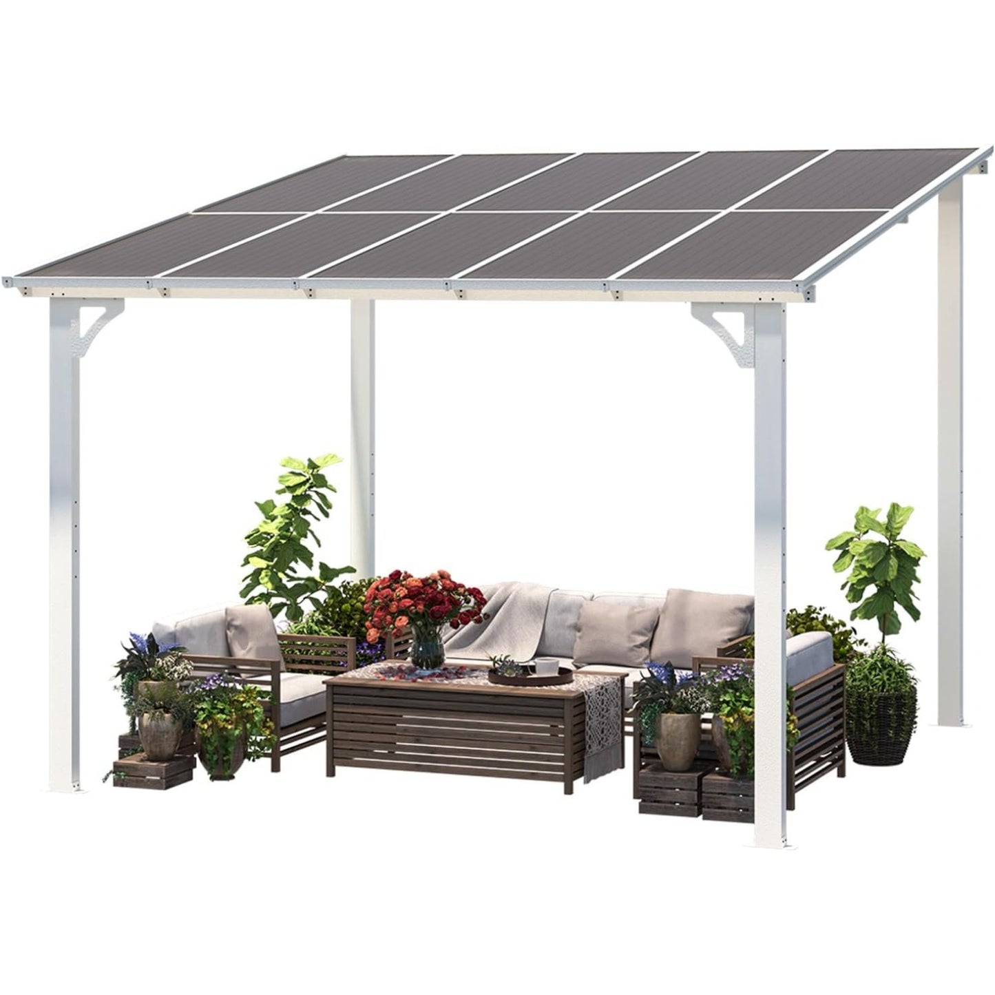 YODOLLA 10' x 10' Pergola Gazebo, Small Wall Mounted Pergolas and Gazebos