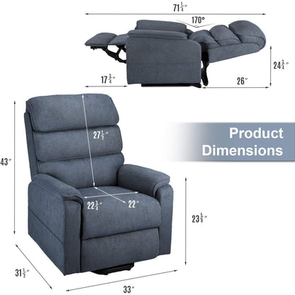 YODOLLA Electric Dual Motor Power Recliner Lift Chair for Elderly, Textile, Blue