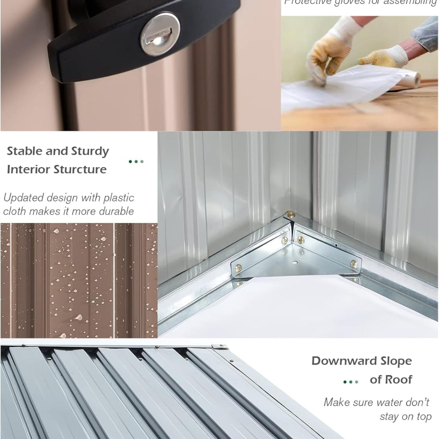 YODOLLA Shed 6' x 4' Storage Shed, Metal Sheds & Outdoor Storage, Grey