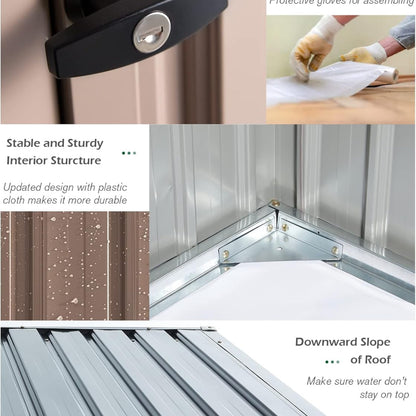 YODOLLA Shed 6' x 4' Storage Shed, Metal Sheds & Outdoor Storage, Grey