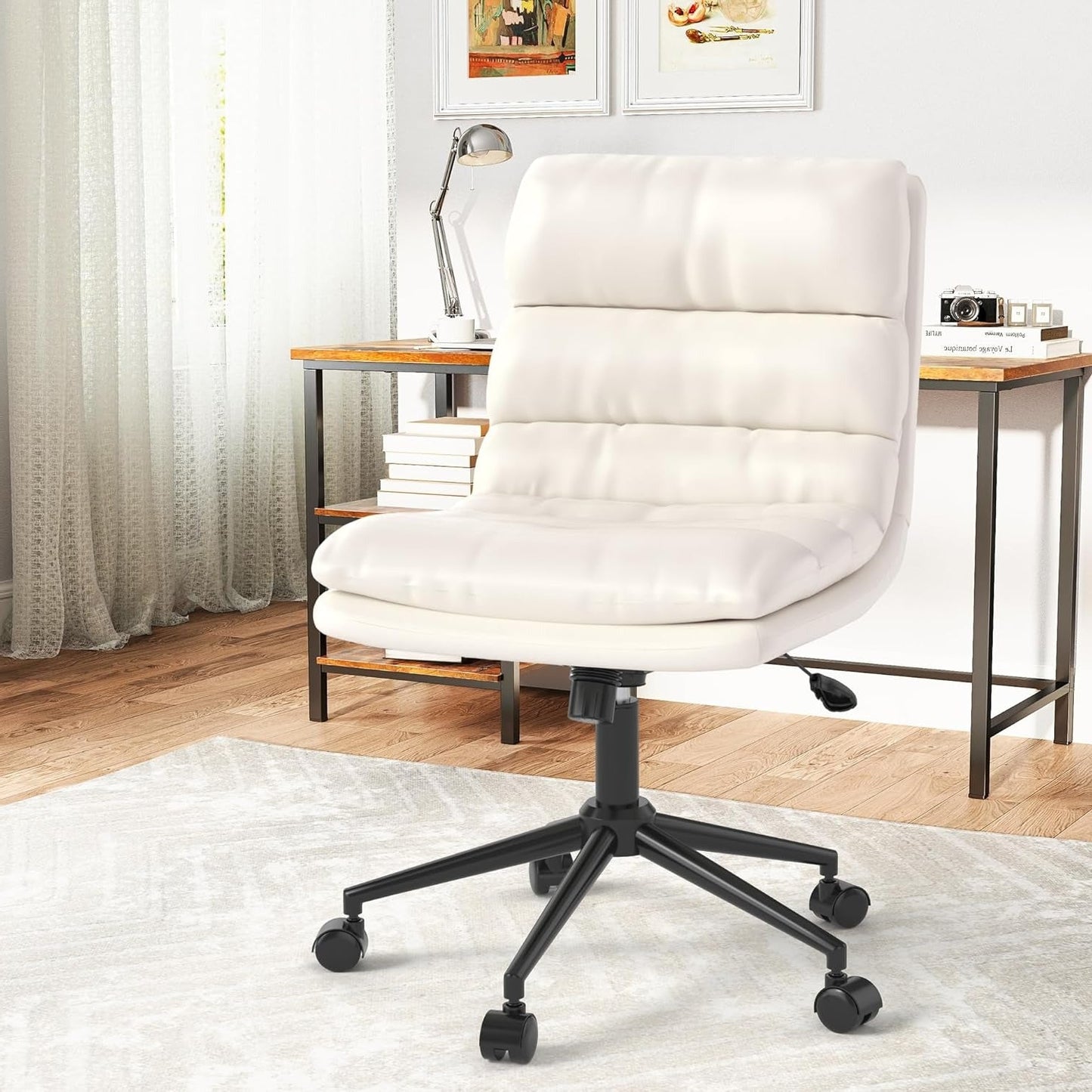 YODOLLA Office Chairs Swivel Desk Chair, PU Leather White