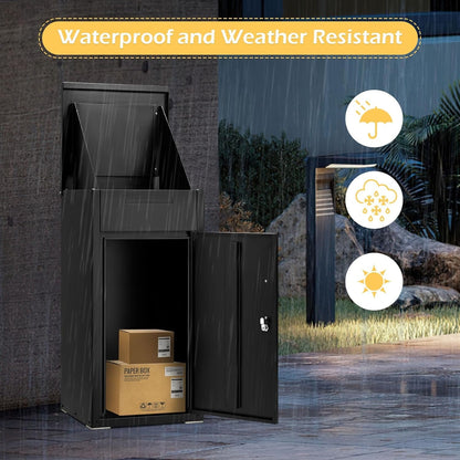 YODOLLA Lockable Anti-Theft Parcel Drop Box with Mailbox for Porch Fence Curbside, Black