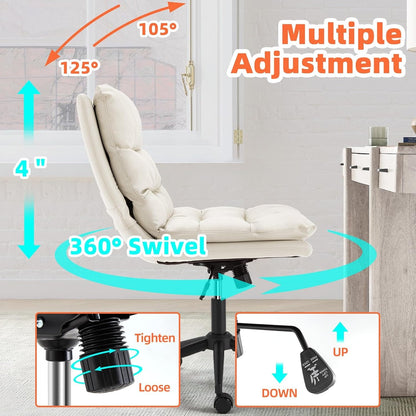 YODOLLA Office Chairs Swivel Desk Chair, PU Leather White